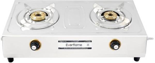 Everflame 2 Burner Gas Stove | VS2 Series | ISI Approved | Gas Saver | Advanced Stainless Steel Manual Gas Stove