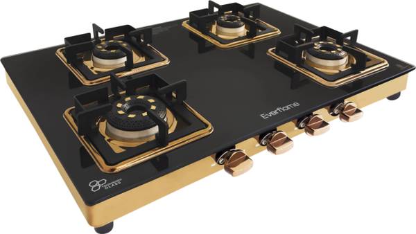 Everflame Aurum Rose Gold 4 Burner Cooktop Ultra AI Slim Gas | 5G-Gen Burners | Toughened Glass Manual Gas Stove