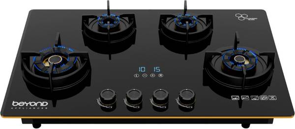 BEYOND BY BYONDNXT Dorado Premium Hobtop - Digital Timer FFD & Jumbo Brass Burner Glass Automatic Hob