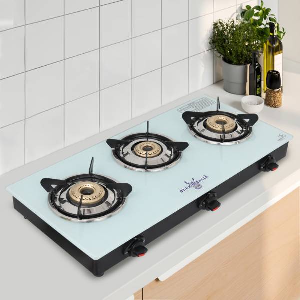 Blue eagle Auto Ignition Sleek & Compact with Toughened Glass Cooktop Color-White Glass Automatic Gas Stove