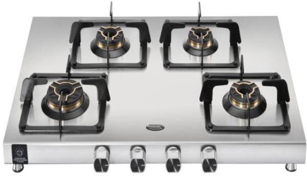 Hindware Arturo SS 4Burner | 2MM Thinkness SS Body | Stainless Steel Manual Hob