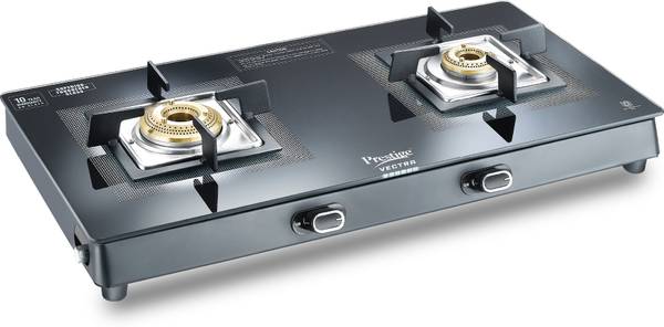 Prestige Vectra With Jumbo Brass Burner Glass Manual Gas Stove