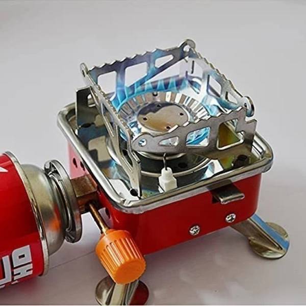 SHIVTRADRE Mini Gas Stove Outdoor Portable Square Gas Burner Camping Picnic Folding Stove Aluminium Manual Gas Stove