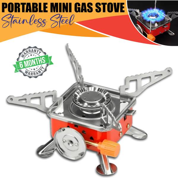MIKANIX Portable Mini Gas Stove Stainless Steel Manual Butane Gas Stove