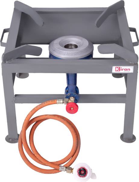 kiran 15x15 MS Gas stove/Bhatti with Brass nut hose pipe, High Pressure Burner Iron Manual Gas Stove