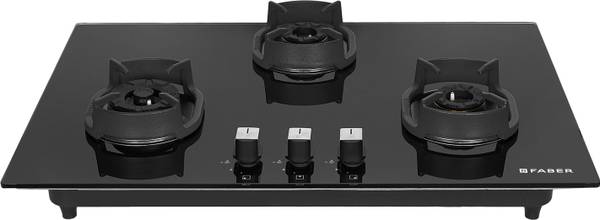 FABER Eros IND 783 CI AI |Heavy duty brass burner|Metal Knobs| Cast Iron Pan Support | Glass Automatic Hob