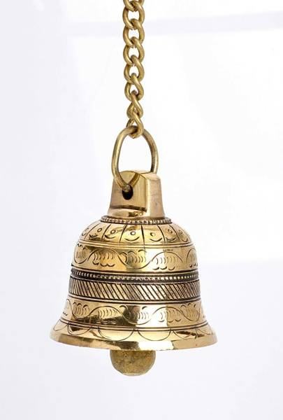 TORPPEZA Brass Puja Design Bell Hanging Pooja Ghanti/Ghanta for Home and Temple Brass Pooja Bell