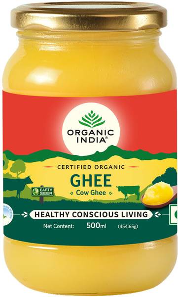 ORGANIC INDIA Cows Ghee I Organic, Pure Glass Bottle