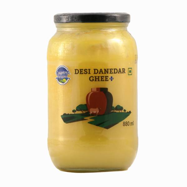 Country Delight Desi Danedar Cow Ghee Plus Ghee 880 ml Mason Jar