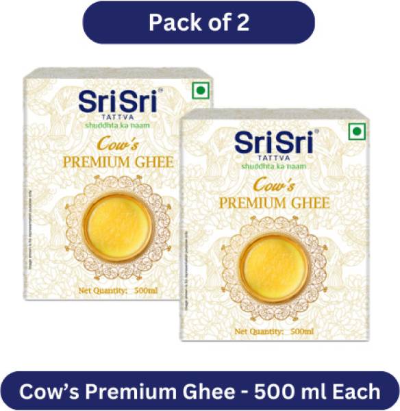 Sri Sri Tattva Cows Premium Ghee, 500ml Each (Pack of 2) 1000 ml Tetrapack