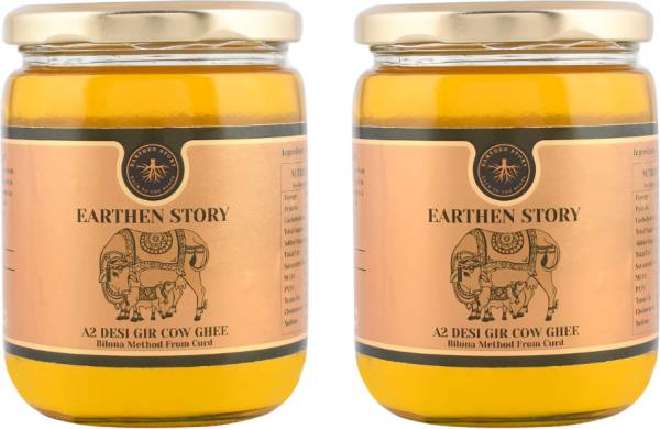 Earthen Story Premium A2 Desi Gir Cow Ghee | Bilona method from Curd | 100% Pure & Natural 1 kg Glass Bottle