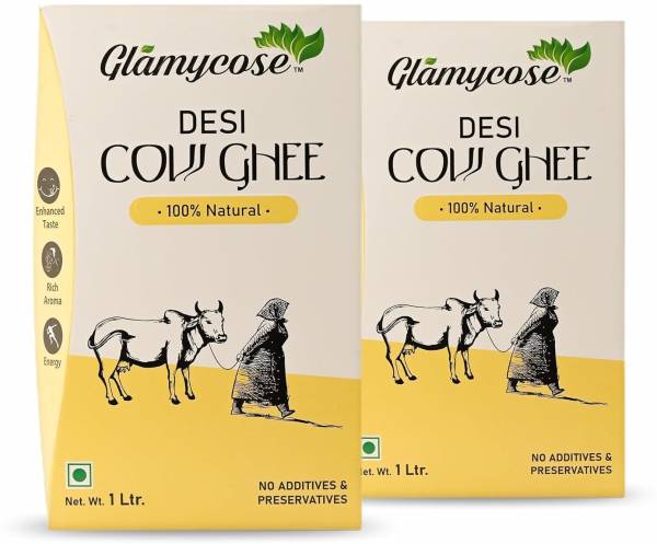 Glamycose Natural A2 Desi Gir Cow Ghee Hand Churned and Gluten Free With Healthy Fats Ghee Ghee 2 L Box