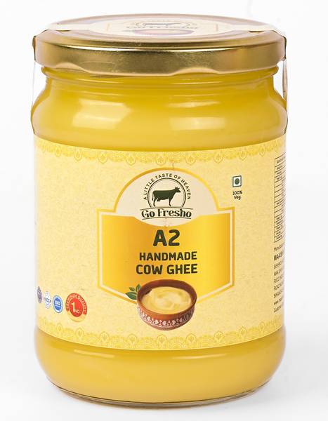 Go Fresho A2 Desi Pure Handmade Cow Ghee 500 ml Glass Bottle