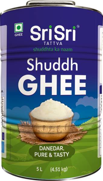 Sri Sri Tattva Shuddh Ghee - Danedar, Pure & Tasty, Ghee 5 kg Tin