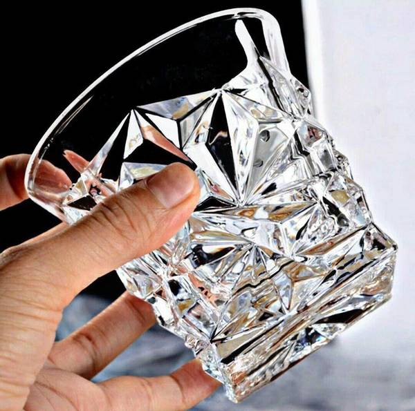 OWCS (Pack of 4) Crystal Cut Diamond Imported Whiskey Glasses Set (pack of 4, 300 ML) Glass Set Whisky Glass