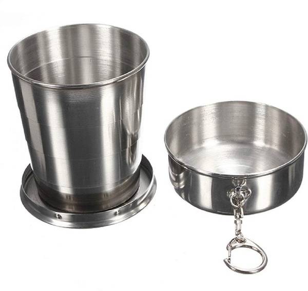 JANMESH ENTERPRISES Folding Stainless Steel Travel Mug Cup Glass Camping Water Glass Glass Water/Juice Glass