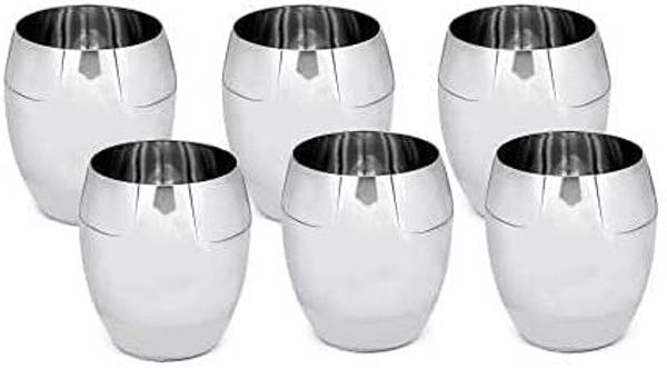 GALOOF (Pack of 6) stainless steel dinner plates set of 6pc Glass Set Water/Juice Glass