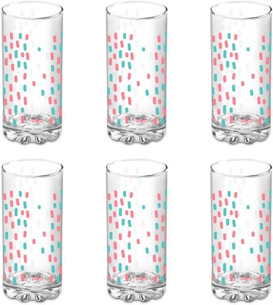 MILTON (Pack of 6) Treo D Ziner Torrent, Rainbow Sprinkles Glass Set Water/Juice Glass