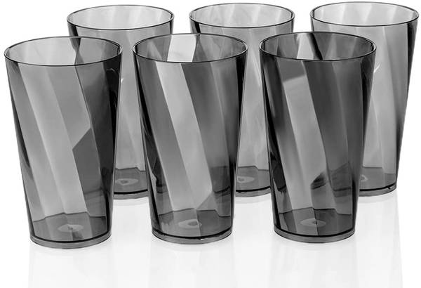 SWARAA (Pack of 6) Grey Clear Glass Set Water/Juice Glass