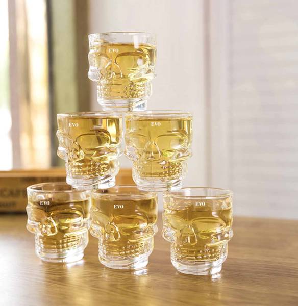 EVOHOME (Pack of 6) Skull Short Glass (Pck-6) Glass Set Shot Glass