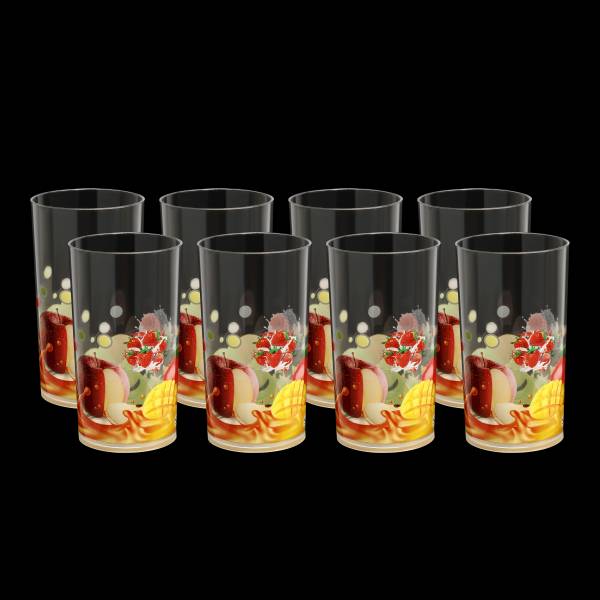 Apple Fruit Printed Unbreakable Transparent Water And Juice Glass Glass Set