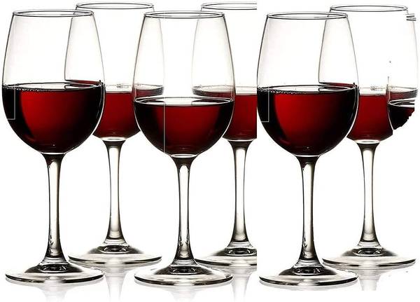 Rosefinch (Pack of 6) Stylish Curve For Champagne, Water ,Juice ,Beer, Drinks and Cocktails Glass Set Glass Set Wine Glass