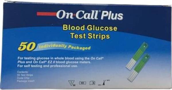 On Call Plus 50 Individually Packaged Blood Glucose Test (New Expiry ) 50 Glucometer Strips
