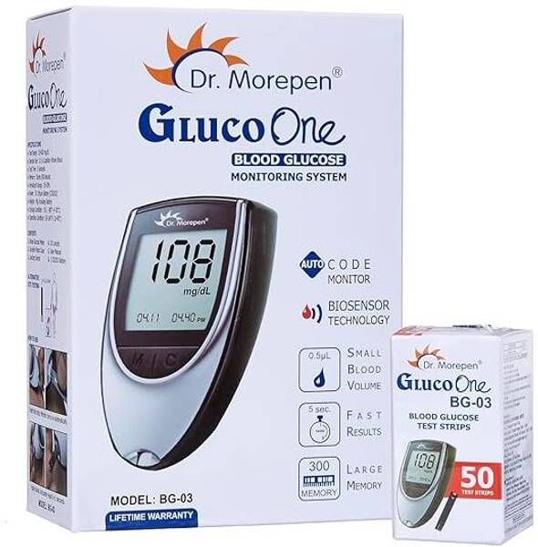 Dr. Morepen BG-03 Blood Glucose Monitor Glucometer with 50 Glucometer Strips Glucometer