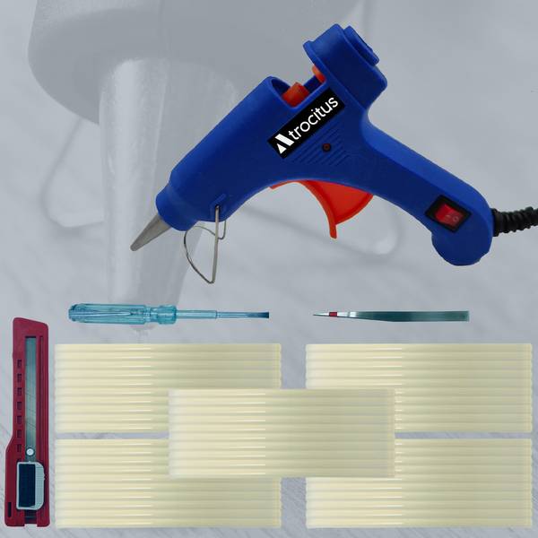 Atrocitus ATC081BLGT 20WGlueGun With50Pcs Glue Stick,Tester,Tweezer& UtilityKnife For Art Standard Temperature Corded Glue Gun
