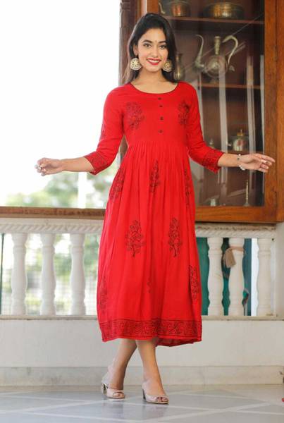 Taranjal Women Printed Anarkali Kurta