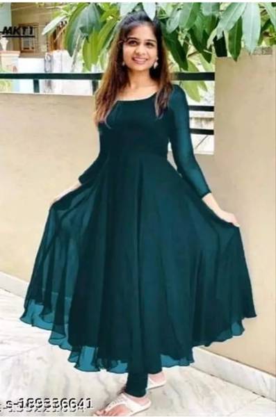 ShreeGuru Fashion Women Solid Anarkali Kurta