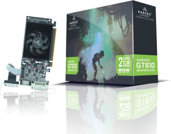 AARVEX Graphic Card GT610 2GB DDR3 DDR3 2 GB NVIDIA Chipset 64 bit 1600 MHz Graphics Card