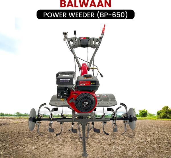 Balwaan Krishi BP-650 7HP 4 Stroke Power Weeder Agriculture Power Tiller for Weeding, 32-Blades Fuel Grass Trimmer