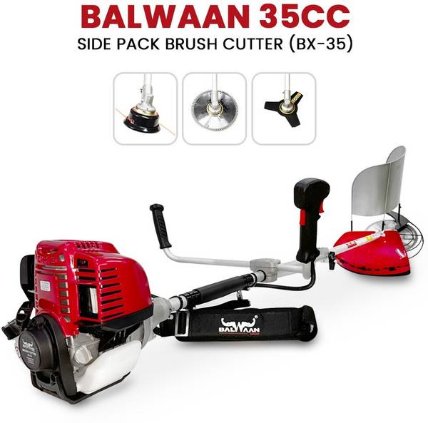 Balwaan Krishi BX-35 35cc 4-Stroke Brush Cutter with 80T, 3T & Tap & Go Blades for Lawn & Crop Fuel Grass Trimmer