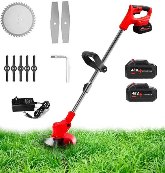 Tazomi Electric Grass Cutter Stringless Weed Eater,2 Types Blades (48v*2) Battries Cordless Grass Trimmer