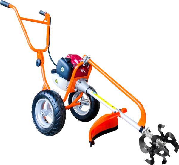 DVI 50cc 4 Stroke Trolley Brush Cutter With Ditcher Attachment For Agriculture Fuel Grass Trimmer