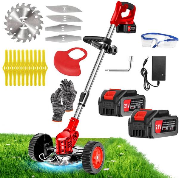 SHOPOGENIX 48V Rechargeable Lawn Cutter Machine with Tyre High-Power Cordless Grass Cutter Cordless Grass Trimmer