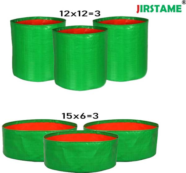 JIRSTAME 12 X 12 inch -Pack of 3 & 15 X 6 inch -Pack of 3 for Terrace Gardening Grow Bag Grow Bag