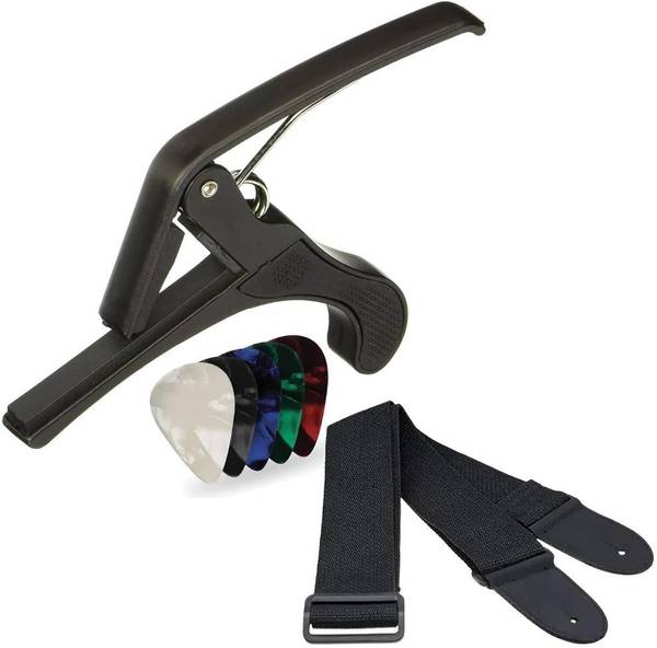 IMAGINEA Guitar Strap with Quick Change Metal Capo Guitar Belt for Acoustic Guitar Clutch Guitar Capo