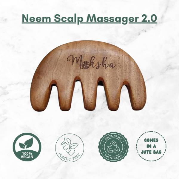 Moksha Neem wood Scalp Massager For Hair Growth and Stress Relief| For Women and Men|