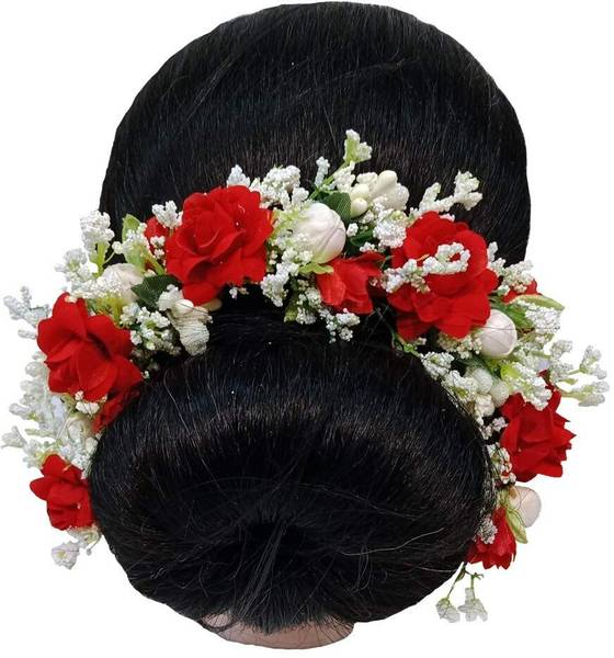 SAMYAK Handmade Floral Gajra Veni Wedding Bridal Hair Jewellery Bun Juda Hair Accessory Set