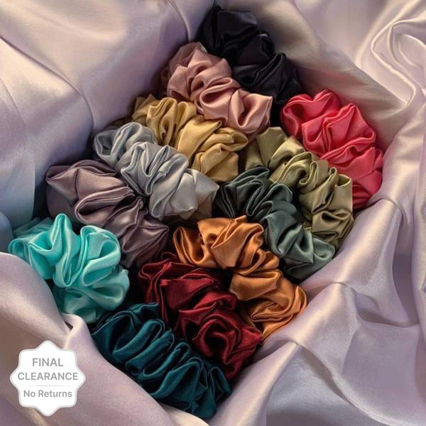 TIVRA Premium Silk Satin Scrunchies (pack of 12) Rubber Band