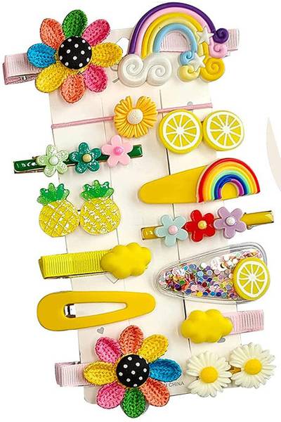 LYTIX 14 Pcs Multi Unicorn Ice Cream Hair Clips Set for Baby & Girls Hairpin Barrette Hair Clip
