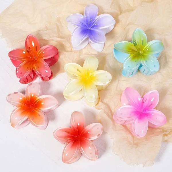 Amirah 4 pcs Hawaiian Flower Hair Clips for Women Flower Hair Claw Clips Hair Claw