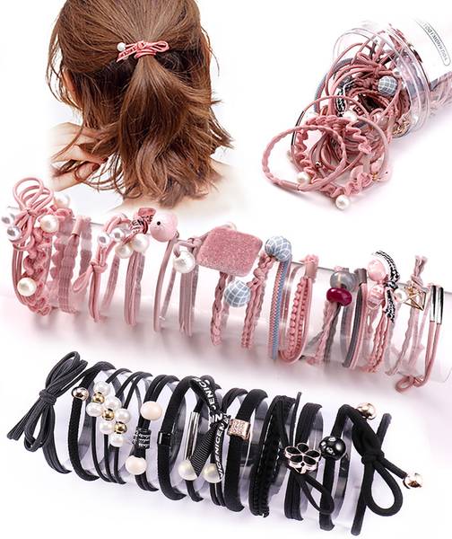 2 Pcs Korean Style Hair Elastic Hairbands Ties Accessories for Girls & Women Rubber Band