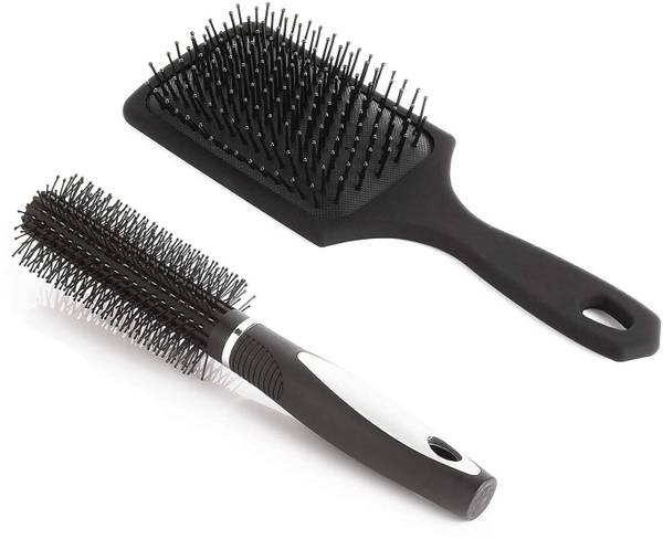 FROSTED COSMETIC Round Rolling Curling Comb Hair Brush With Paddle Brush Comb For Men And Women