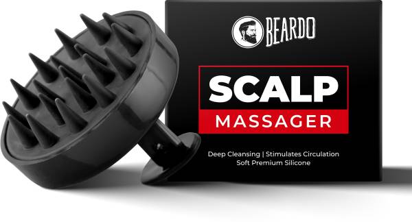 BEARDO Round Scalp Massager Brush with Soft Bristles Anti Dandruff- Black