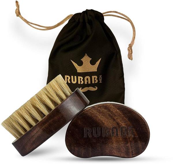 RUBAB MEN Natural Bristle Beard Brush for Men| Premium Brush Hand-crafted in India