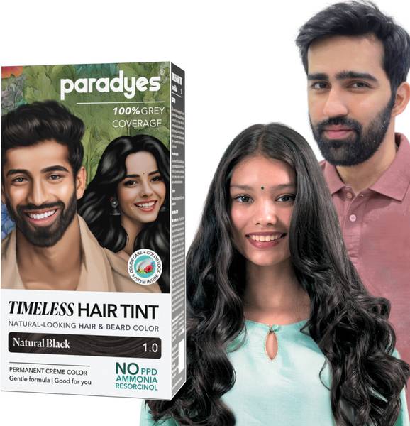 Paradyes Mini Natural Black Timeless Permanent Hair & Beard Color, Complete Grey Coverage , Natural Black