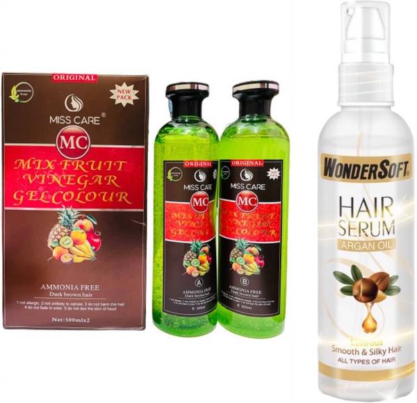 Miss Care Professional Dark Brown Mix Fruit Vinegar Gel Colour Ammonia Free (1000ml) , Dark Brown